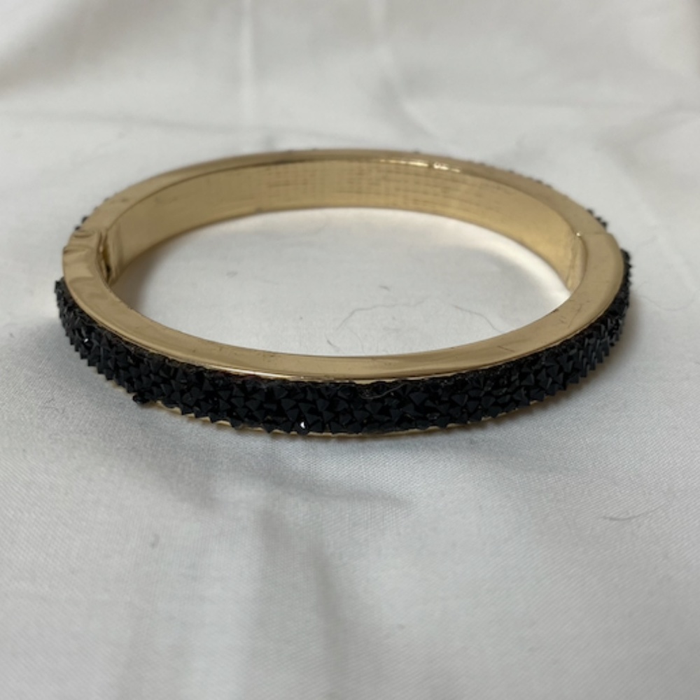 Vintage gold black rhinestone bangle bracelet